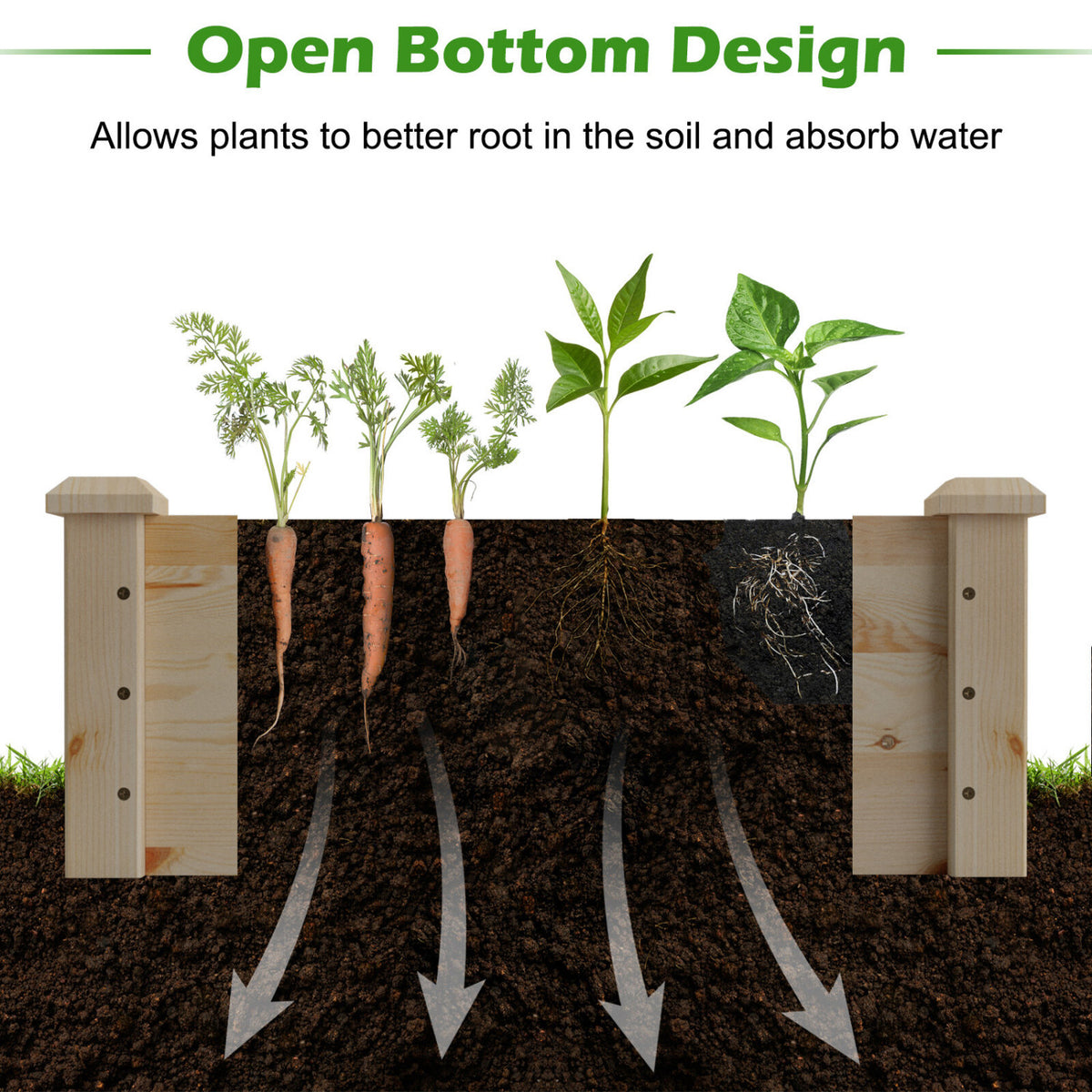 Set of 2 Wooden Vegetable Raised Garden Bed for Backyard-Natural