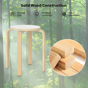 Set of 4 18 Inch Stackable Bentwood Dining Chairs with Round Top-White