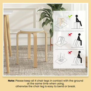Set of 4 18 Inch Stackable Bentwood Dining Chairs with Round Top-White