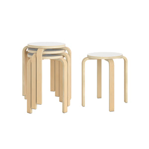 Set of 4 18 Inch Stackable Bentwood Dining Chairs with Round Top-White