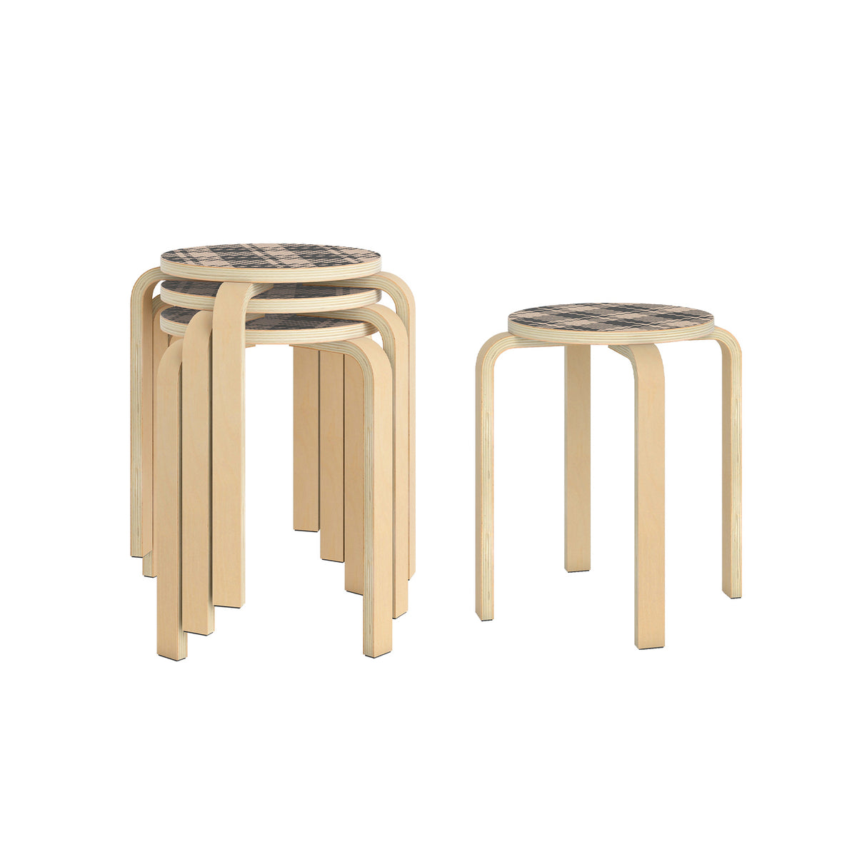 Set of 4 18 Inch Stackable Bentwood Dining Chairs with Round Top-Yellow