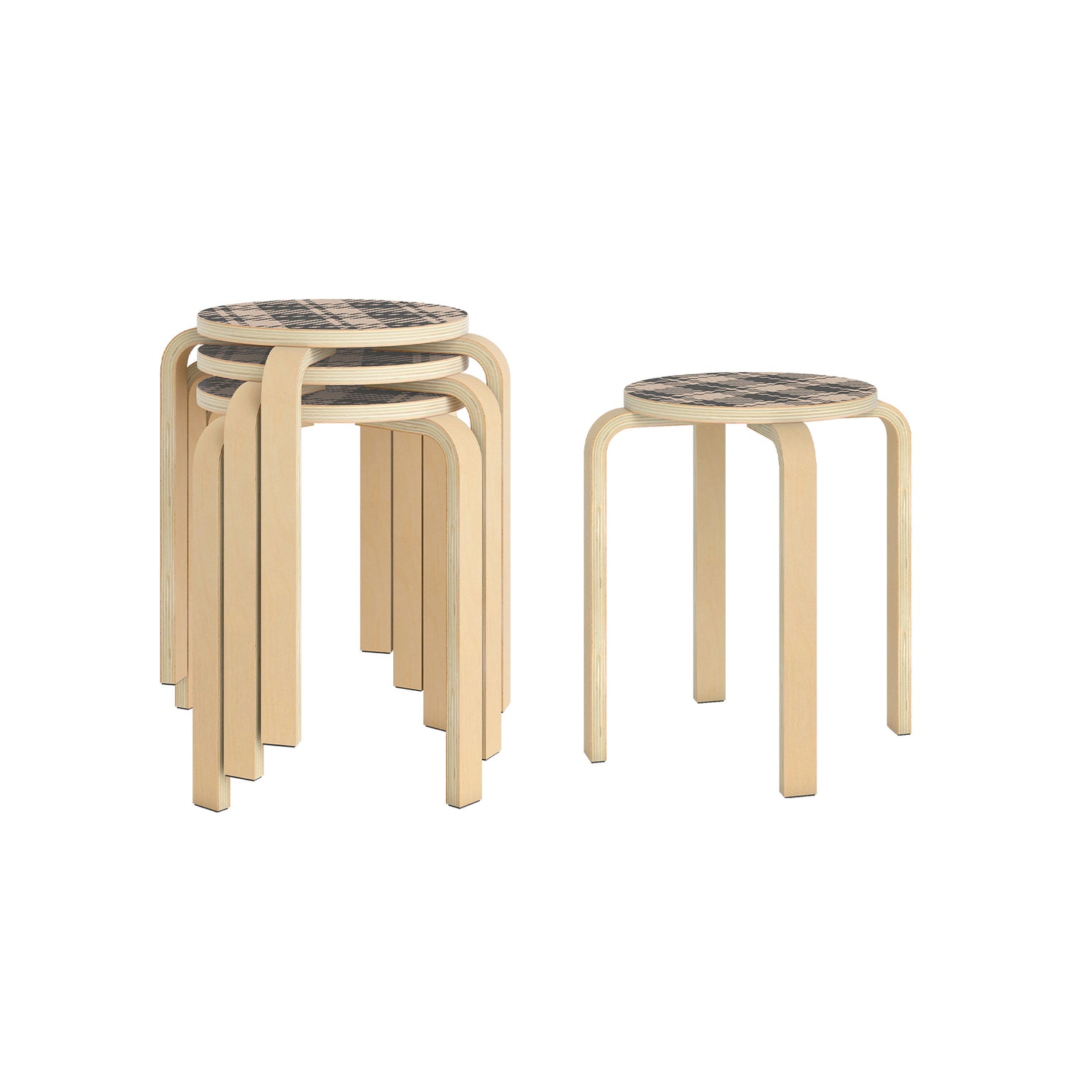 Set of 4 18 Inch Stackable Bentwood Dining Chairs with Round Top-Yellow