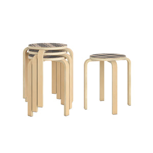 Set of 4 18 Inch Stackable Bentwood Dining Chairs with Round Top-Yellow