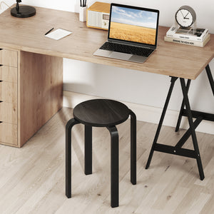 Set of 4 18 Inch Stackable Bentwood Dining Chairs with Round Top-Black