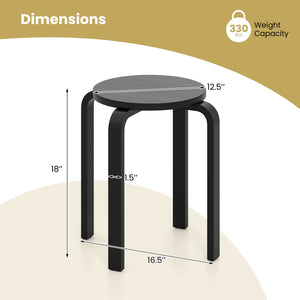 Set of 4 18 Inch Stackable Bentwood Dining Chairs with Round Top-Black