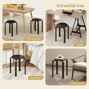 Set of 4 18 Inch Stackable Bentwood Dining Chairs with Round Top-Black