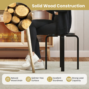 Set of 4 18 Inch Stackable Bentwood Dining Chairs with Round Top-Black