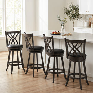 Set of 4 29" Counter Height Bar Stools with Rubber Wood Frame-Gray
