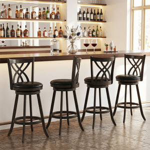 Set of 4 29" Counter Height Bar Stools with Rubber Wood Frame-Gray