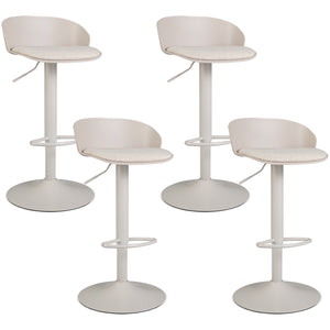 Set of 4 Adjustable Swivel Bar Stools w/ Back & Footrest 330 LBS for Dining-Cream