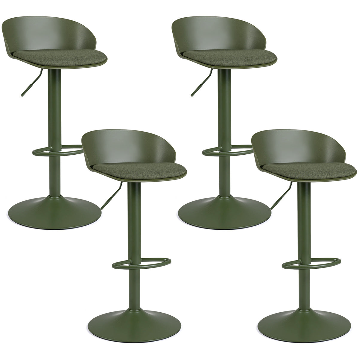 Set of 4 Adjustable Swivel Bar Stools w/ Back & Footrest 330 LBS for Dining-Green