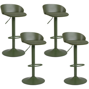 Set of 4 Adjustable Swivel Bar Stools w/ Back & Footrest 330 LBS for Dining-Green