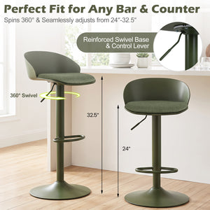 Set of 4 Adjustable Swivel Bar Stools w/ Back & Footrest 330 LBS for Dining-Green