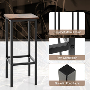 Set of 4 Bar Stool Set 26 Inch Bar Chair with Metal Legs and Footrest-Rustic Brown
