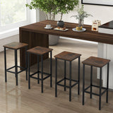 Set of 4 Bar Stool Set 26" Bar Chair with Metal Legs and Footrest-Rustic Brown