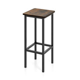 Set of 4 Bar Stool Set 26" Bar Chair with Metal Legs and Footrest-Rustic Brown