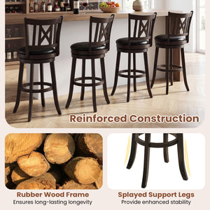 Set of 4 Bar Stools Swivel Bar Chairs with Hollowed Backrest and Footrest-30 inches