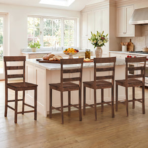 Set of 4 Counter Height Bar Stools with Rubber Wood Frame for Home Dining Room