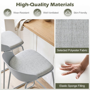 Set of 4 Counter Height Bar Stools with Curved Backrest and Metal Frame for Kitchen Dining-Gray