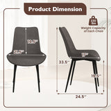 Set of 4 Dining Chair Upholstered with Metal Legs and Padded Backs-Gray