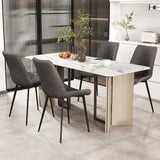 Set of 4 Dining Chair Upholstered with Metal Legs and Padded Backs-Gray
