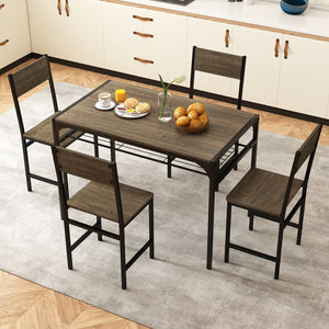 Set of 4 Dining Chairs with Metal Legs and Slanted Back-Gray