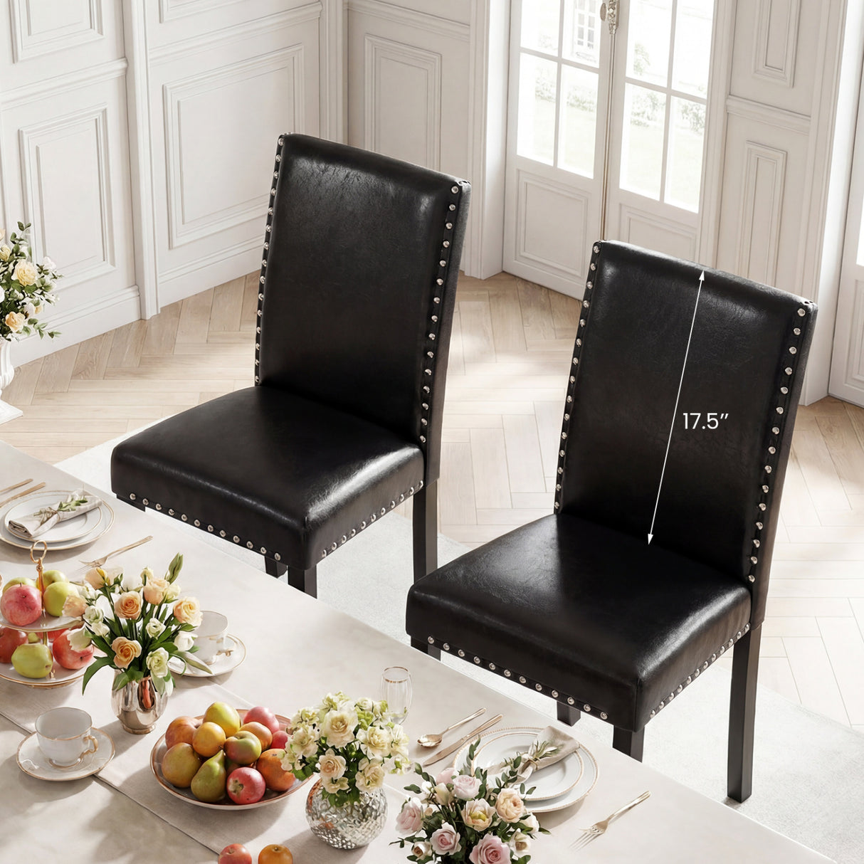 Set of 4 Dining Chairs with Solid Rubber and Wood Legs