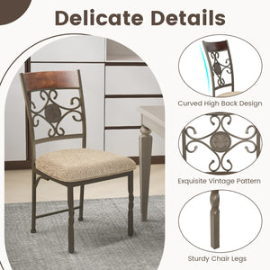 Set of 4 Dining Room Chairs Armless Kitchen Chairs Set with Seat Cushion