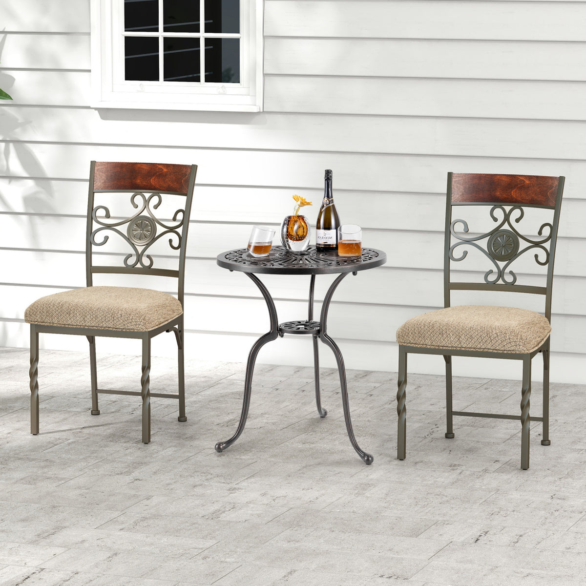 Set of 4 Dining Room Chairs Armless Kitchen Chairs Set with Seat Cushion