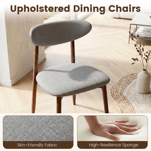 Set of 4 Fabric Upholstered Dining Chairs with Curved Backs-Gray