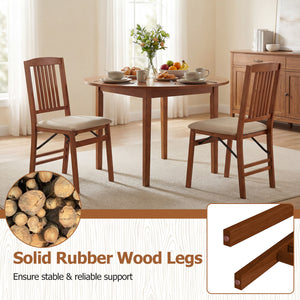 Set of 4 Foldable Upholstered Kitchen Chairs with Padded Seat-Beige