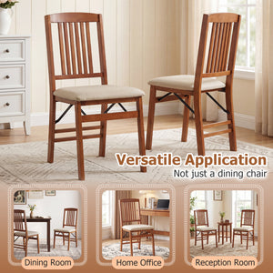 Set of 4 Foldable Upholstered Kitchen Chairs with Padded Seat-Beige