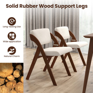 Set of 4 Folding Kitchen Dining Chairs with Rubber Wood Legs-Walnut