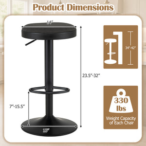 Set of 4 Kitchen Bar Stools with Height Adjustment Padded Seat and D-Shaped Footrest-Black