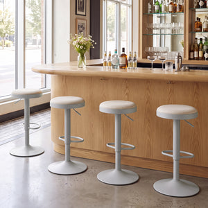 Set of 4 Kitchen Bar Stools with Height Adjustment Padded Seat and D-Shaped Footrest-Gray