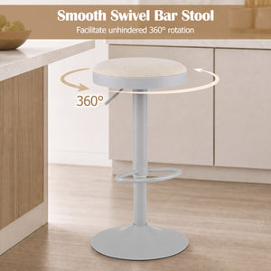 Set of 4 Kitchen Bar Stools with Height Adjustment Padded Seat and D-Shaped Footrest-Gray