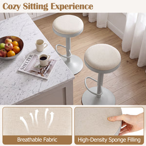 Set of 4 Kitchen Bar Stools with Height Adjustment Padded Seat and D-Shaped Footrest-Gray