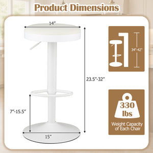 Set of 4 Kitchen Bar Stools with Height Adjustment Padded Seat and D-Shaped Footrest-White