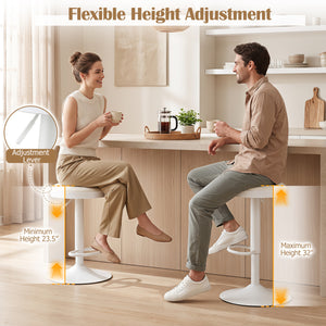 Set of 4 Kitchen Bar Stools with Height Adjustment Padded Seat and D-Shaped Footrest-White