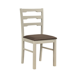 Set of 4 Linen Style Upholstered Dining Chairs with Wood Frames-White