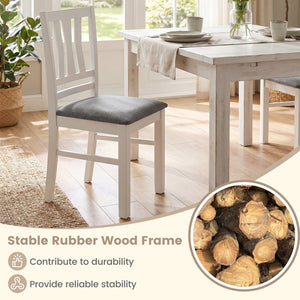 Set of 4 Linen Style Upholstered Kitchen Chairs with Wood Frames-White