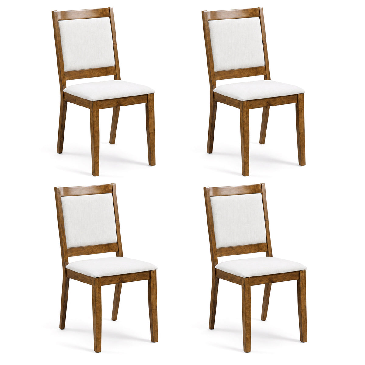 Set of 4 Modern Dining Upholstered Kitchen Chair with Padded Backrest-Walnut