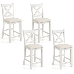 Set of 4 Modern Farmhouse Counter Height Stools with Footrest-White