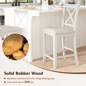 Set of 4 Modern Farmhouse Counter Height Stools with Footrest-White