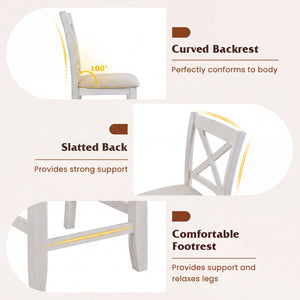 Set of 4 Modern Farmhouse Counter Height Stools with Footrest-White