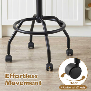 Set of 4 Modern Swivel Height Adjustable Bar Stool with Backrest-Black