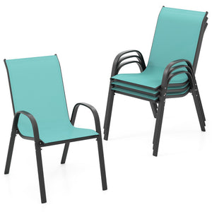 Set of 4 Outdoor Patio Chairs with Weather-resistant Fabric-Blue