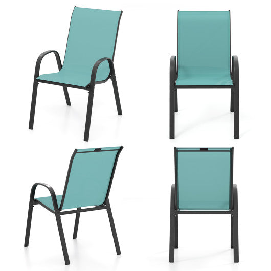Set of 4 Outdoor Patio Chairs with Weather-resistant Fabric-Blue