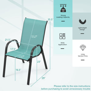 Set of 4 Outdoor Patio Chairs with Weather-resistant Fabric-Blue