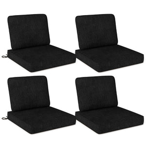 Set of 4 Outdoor Patio Cushion Set with Removable Covers-Black